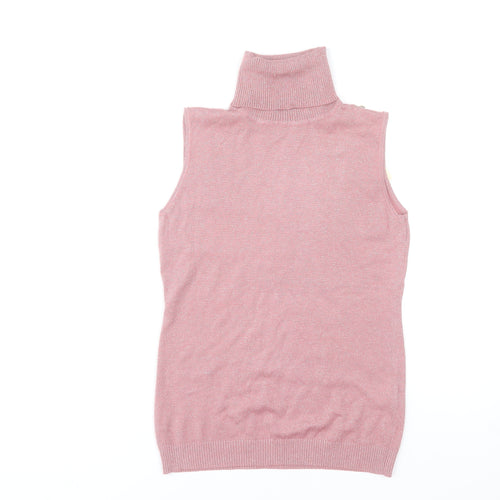 MAS Womens Pink Sleeveless Roll Neck Knit Top Size L