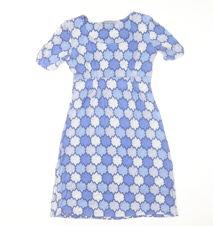 Lily and Me Women's Blue Geometric Jersey Shift Dress Size 8