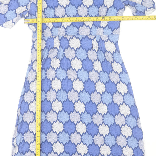 Lily and Me Women's Blue Geometric Jersey Shift Dress Size 8