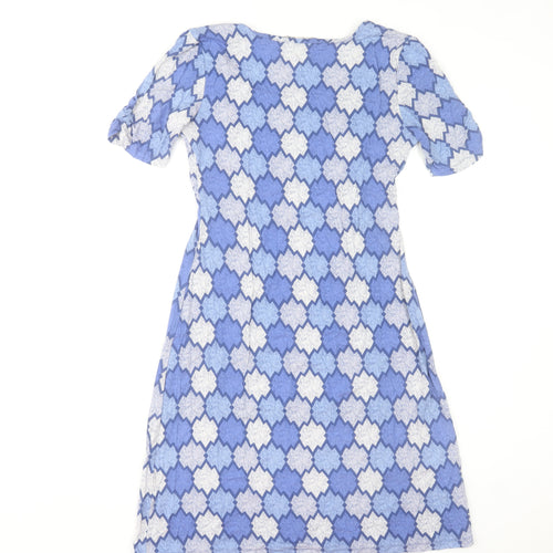 Lily and Me Women's Blue Geometric Jersey Shift Dress Size 8