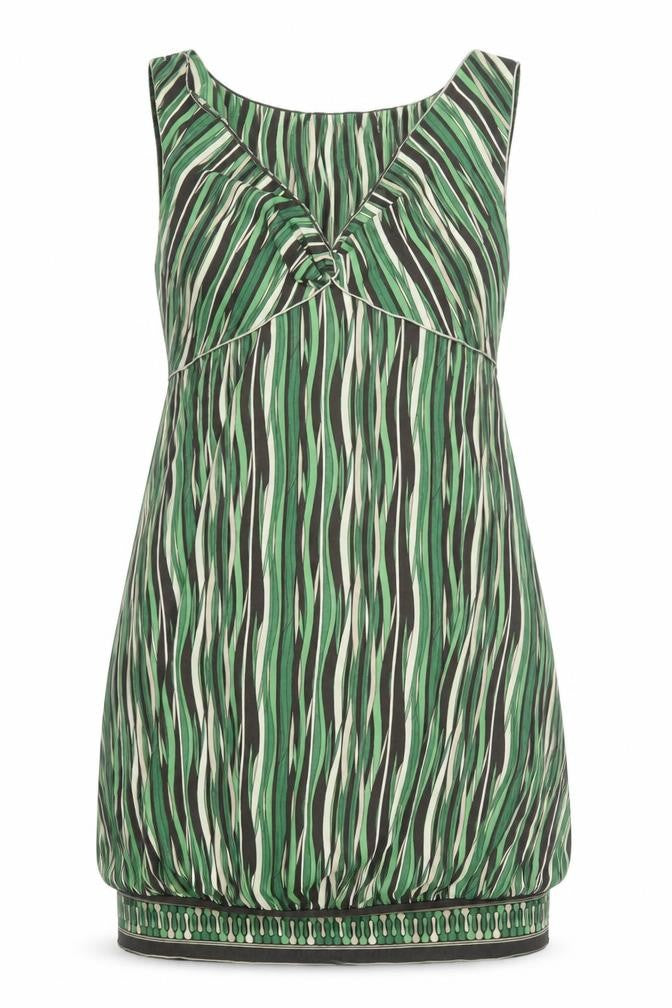 Front view of Max Studio Women Green Geometric Sleeveless Knee Dress M