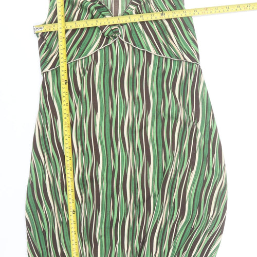 Max Studio Women Green Geometric Sleeveless Knee Dress M
