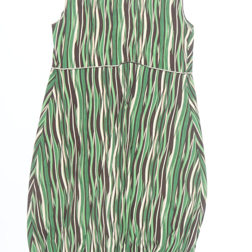 Max Studio Women Green Geometric Sleeveless Knee Dress M