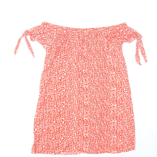 Papaya Women Red Off Shoulder Animal Print Knee Length Dress Size 16
