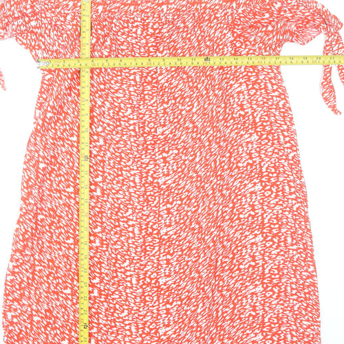 Papaya Women Red Off Shoulder Animal Print Knee Length Dress Size 16