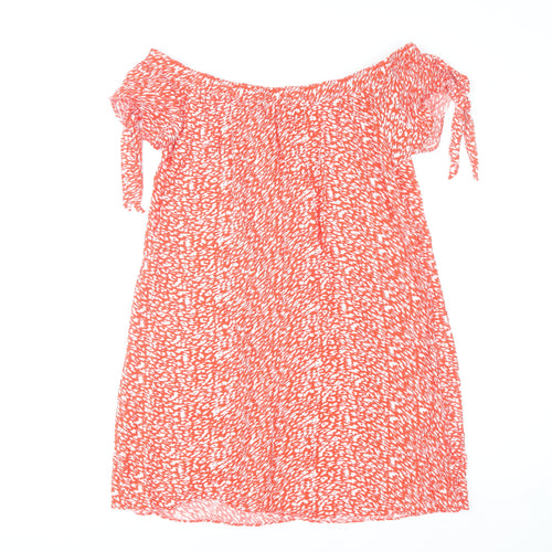 Papaya Women Red Off Shoulder Animal Print Knee Length Dress Size 16