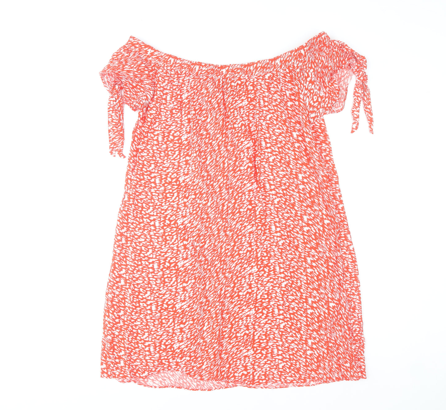 Papaya Women Red Off Shoulder Animal Print Knee Length Dress Size 16