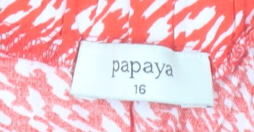 Papaya Women Red Off Shoulder Animal Print Knee Length Dress Size 16