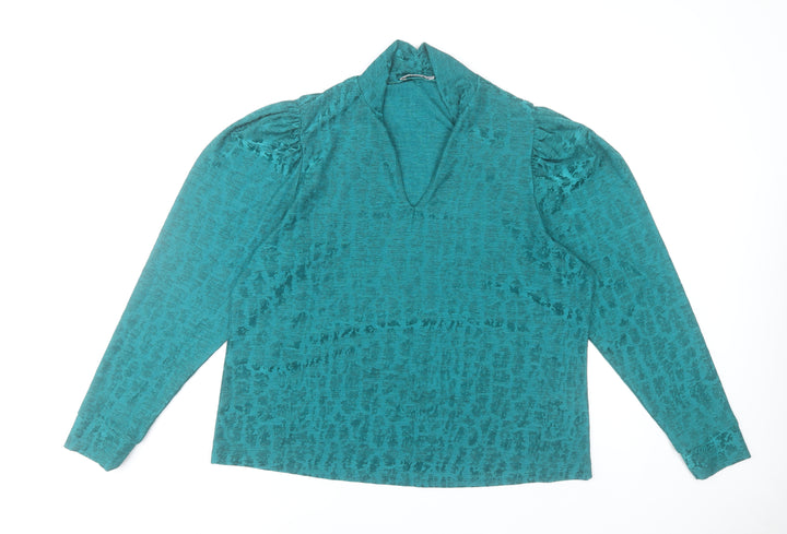 Gallery Women’s Green V-Neck Tunic Blouse Size 20 Long Sleeve