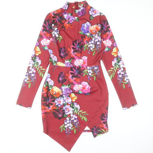 Ginger Fizz Women's Red Floral Long Sleeve Bodycon Dress M