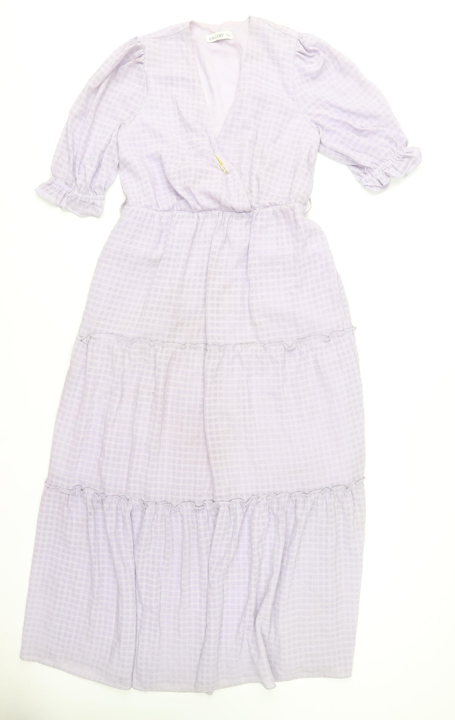 Gallery Women’s Purple Check Midi A-Line Dress Size 8
