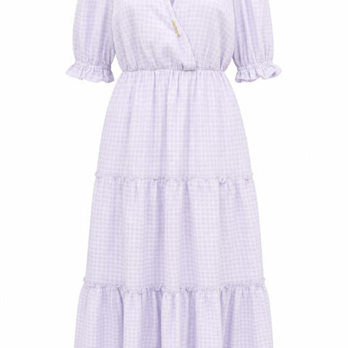 Gallery Women’s Purple Check Midi A-Line Dress Size 8