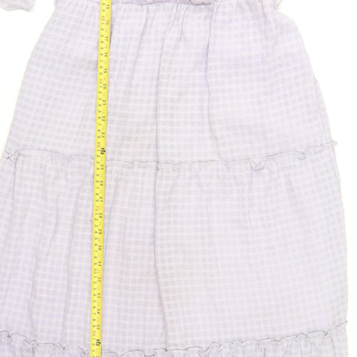 Gallery Women’s Purple Check Midi A-Line Dress Size 8