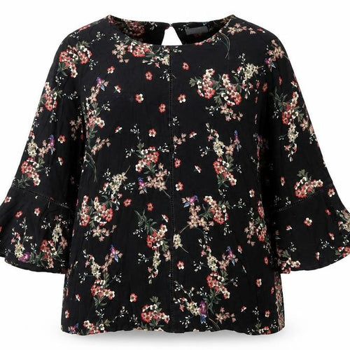 Phase Eight Womens Black Floral Blouse UK 16 Viscose 3/4 Sleeve