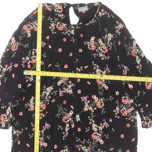 Phase Eight Womens Black Floral Blouse UK 16 Viscose 3/4 Sleeve