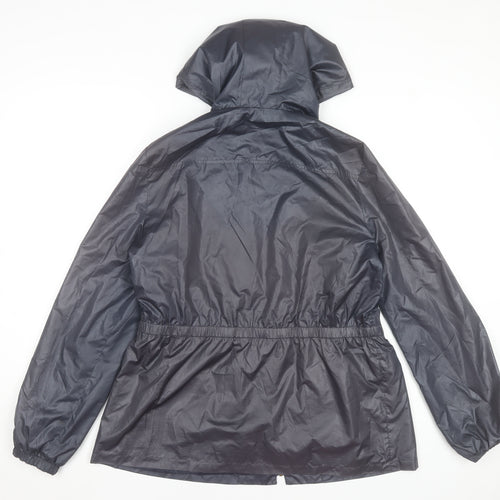 Meadows & Byrne Women's Blue Hooded Rain Coat Jacket Size L