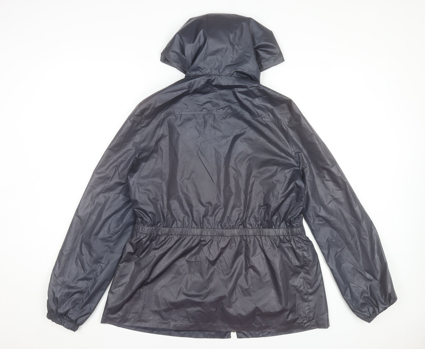 Meadows & Byrne Women's Blue Hooded Rain Coat Jacket Size L