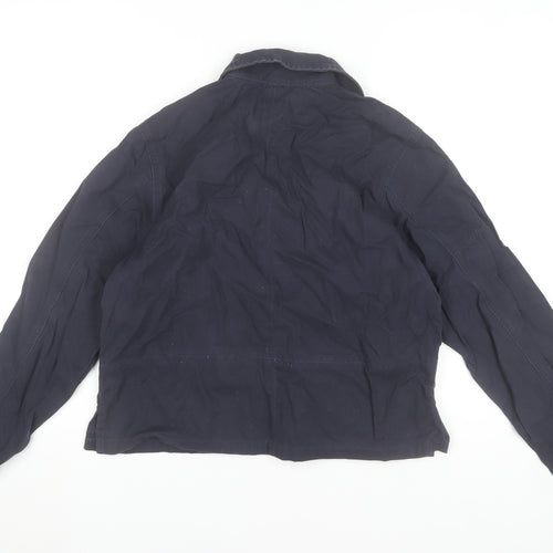 Tommy Hilfiger Women's Blue Collared Cotton Long Sleeve Pullover M