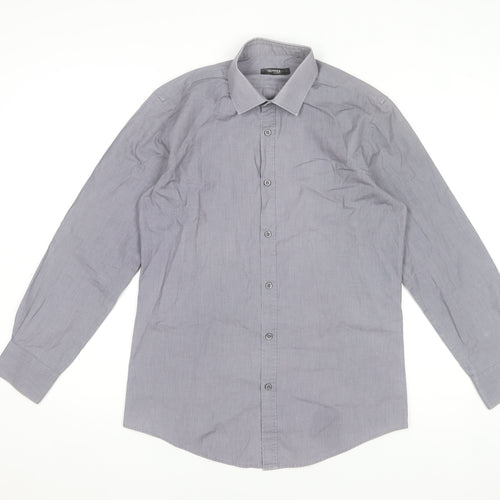 Dunnes Stores Men's Grey Classic Fit Long Sleeve Dress Shirt 15.5in Collar