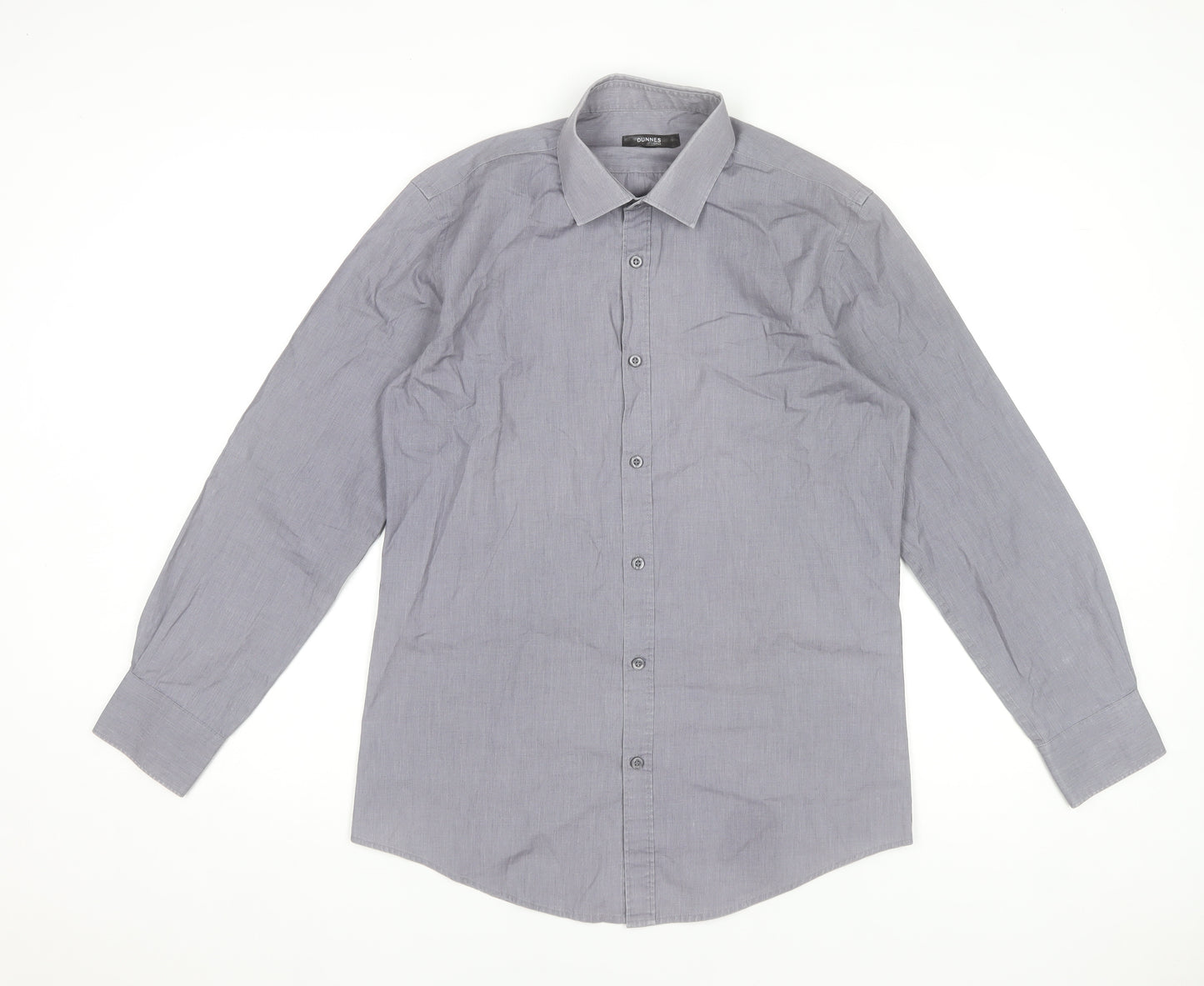 Dunnes Stores Men's Grey Classic Fit Long Sleeve Dress Shirt 15.5in Collar