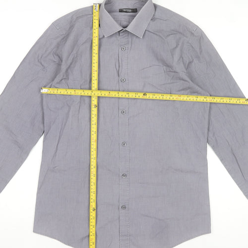 Dunnes Stores Men's Grey Classic Fit Long Sleeve Dress Shirt 15.5in Collar