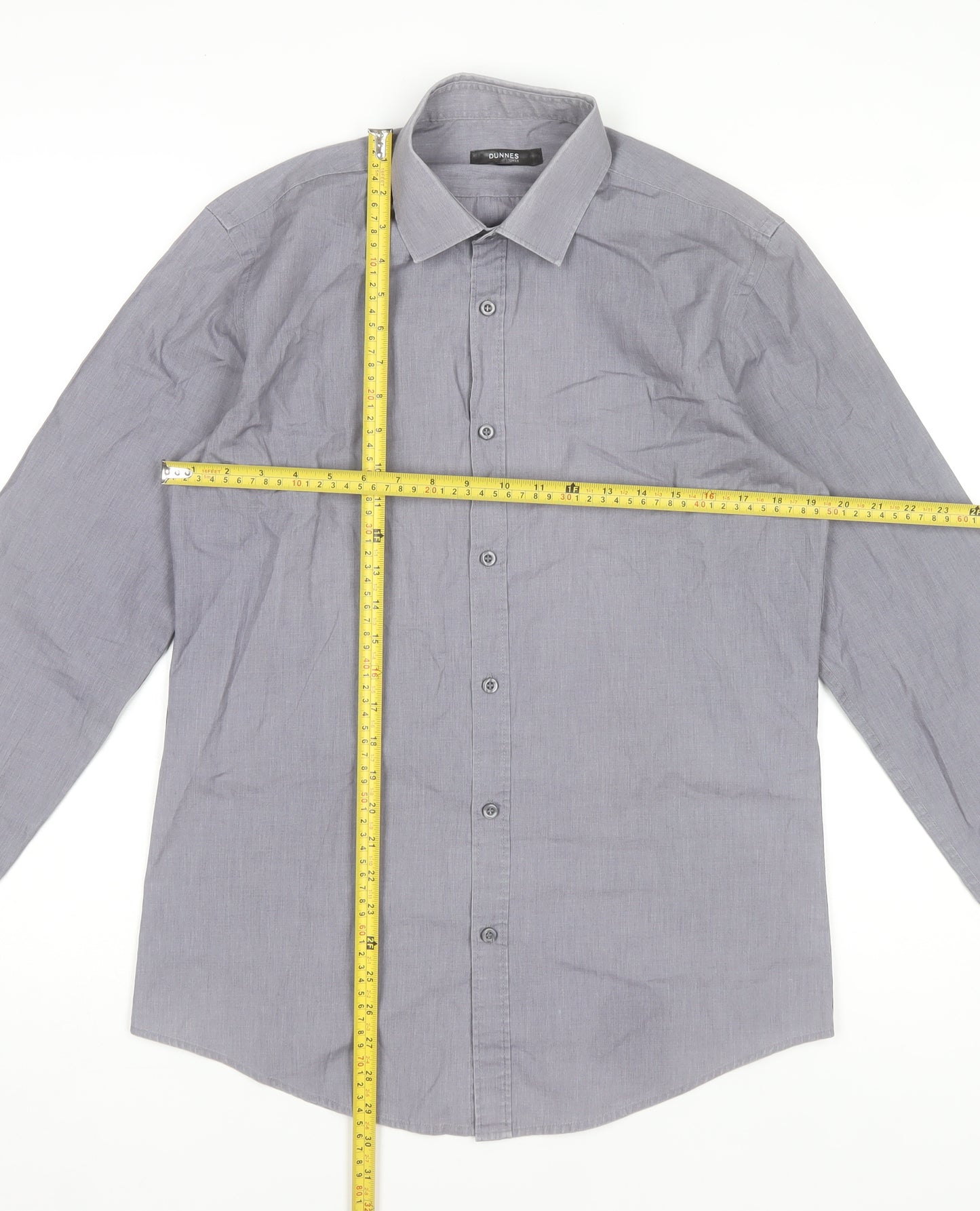 Dunnes Stores Men's Grey Classic Fit Long Sleeve Dress Shirt 15.5in Collar