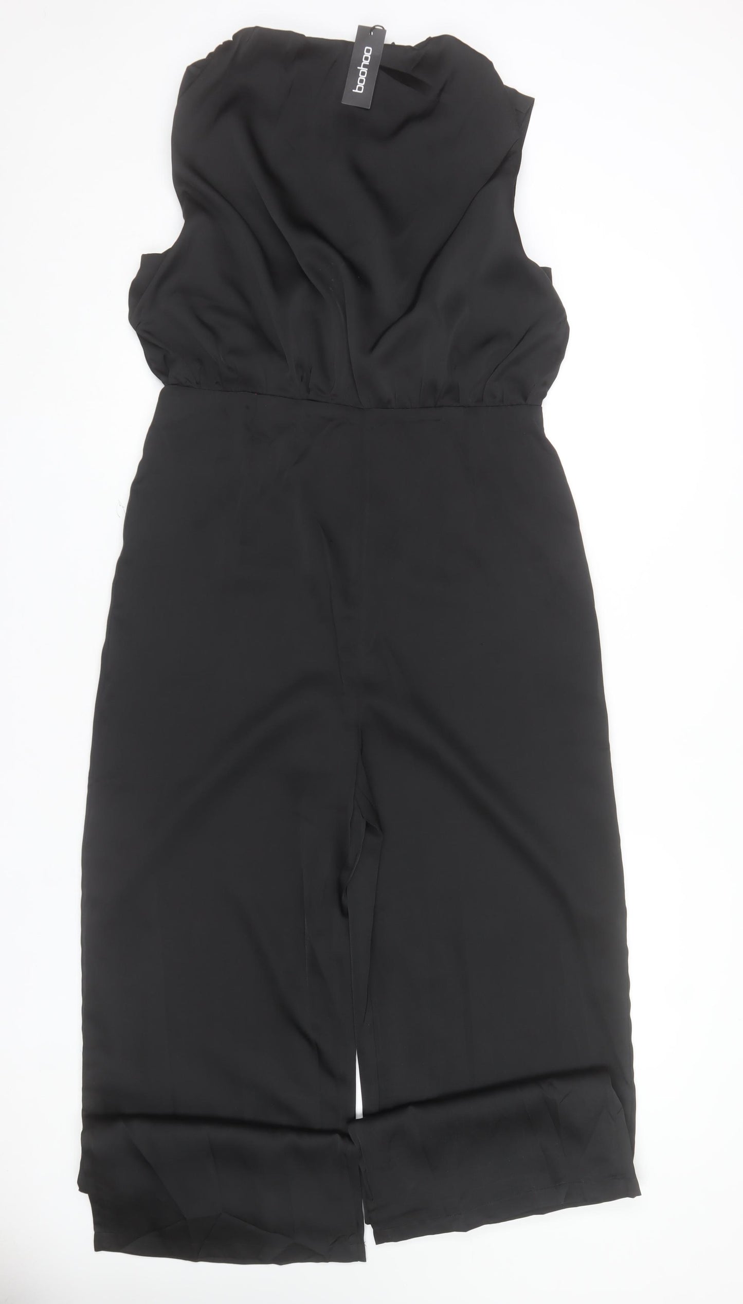 Boohoo Women's Black Sleeveless Wide-Leg Jumpsuit Size 14