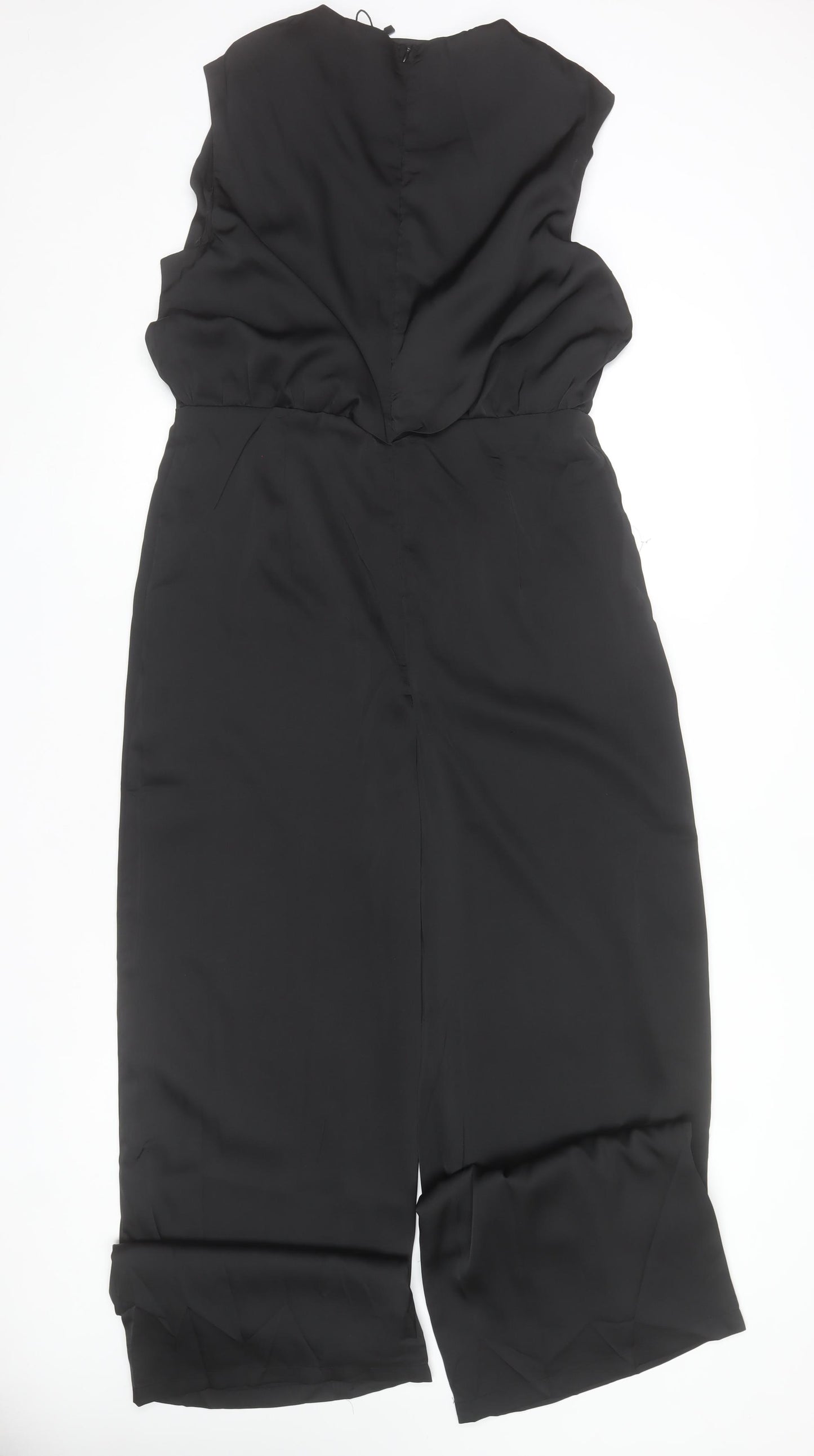 Boohoo Women's Black Sleeveless Wide-Leg Jumpsuit Size 14