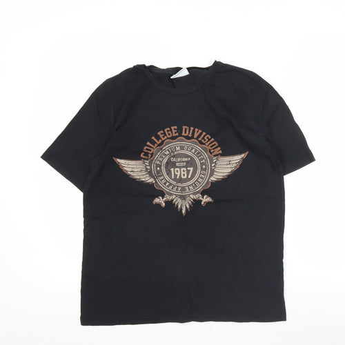 Vila Men's Black College Division 1987 Graphic Cotton T-Shirt Size S