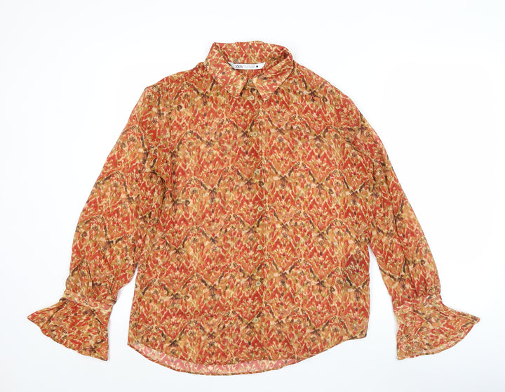 Zara Women's Multicoloured Long Sleeve Tunic Blouse Size S