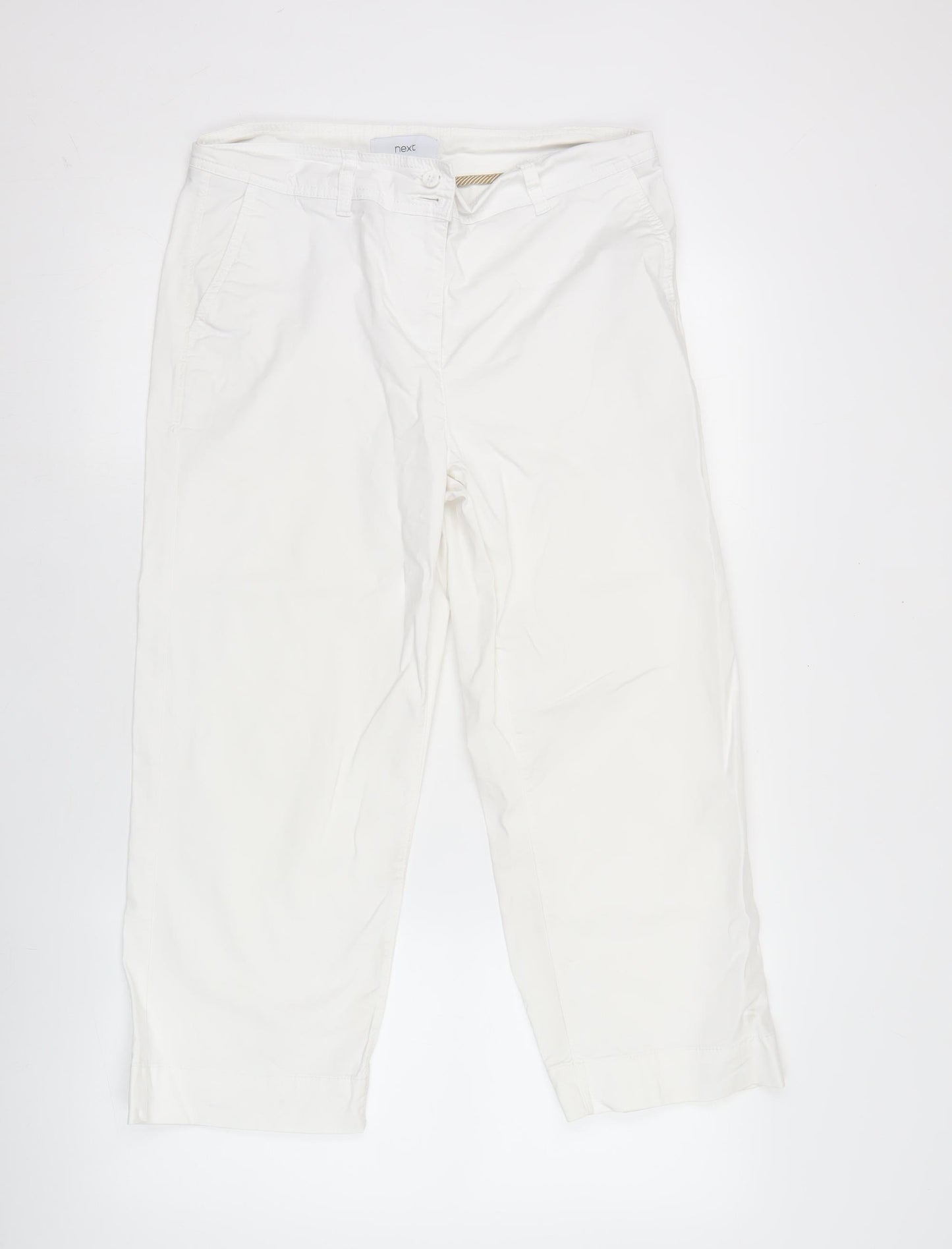 Next Women's White Chino Trousers Size 10R Cotton Blend Casual