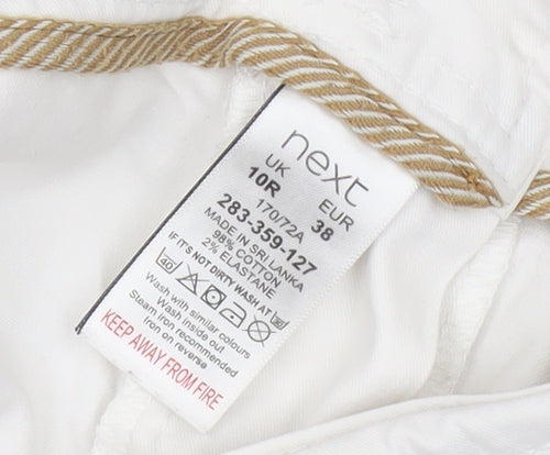 Next Women's White Chino Trousers Size 10R Cotton Blend Casual