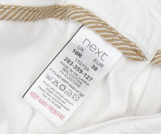 Next Women's White Chino Trousers Size 10R Cotton Blend Casual