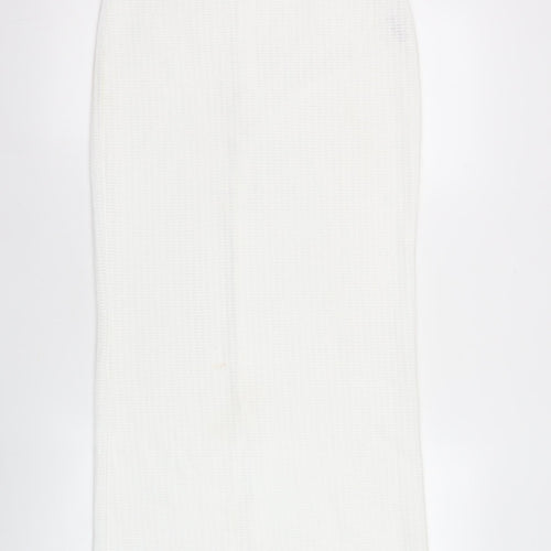 PrettyLittleThing Women's White Knit Midi Pencil Skirt Size 8