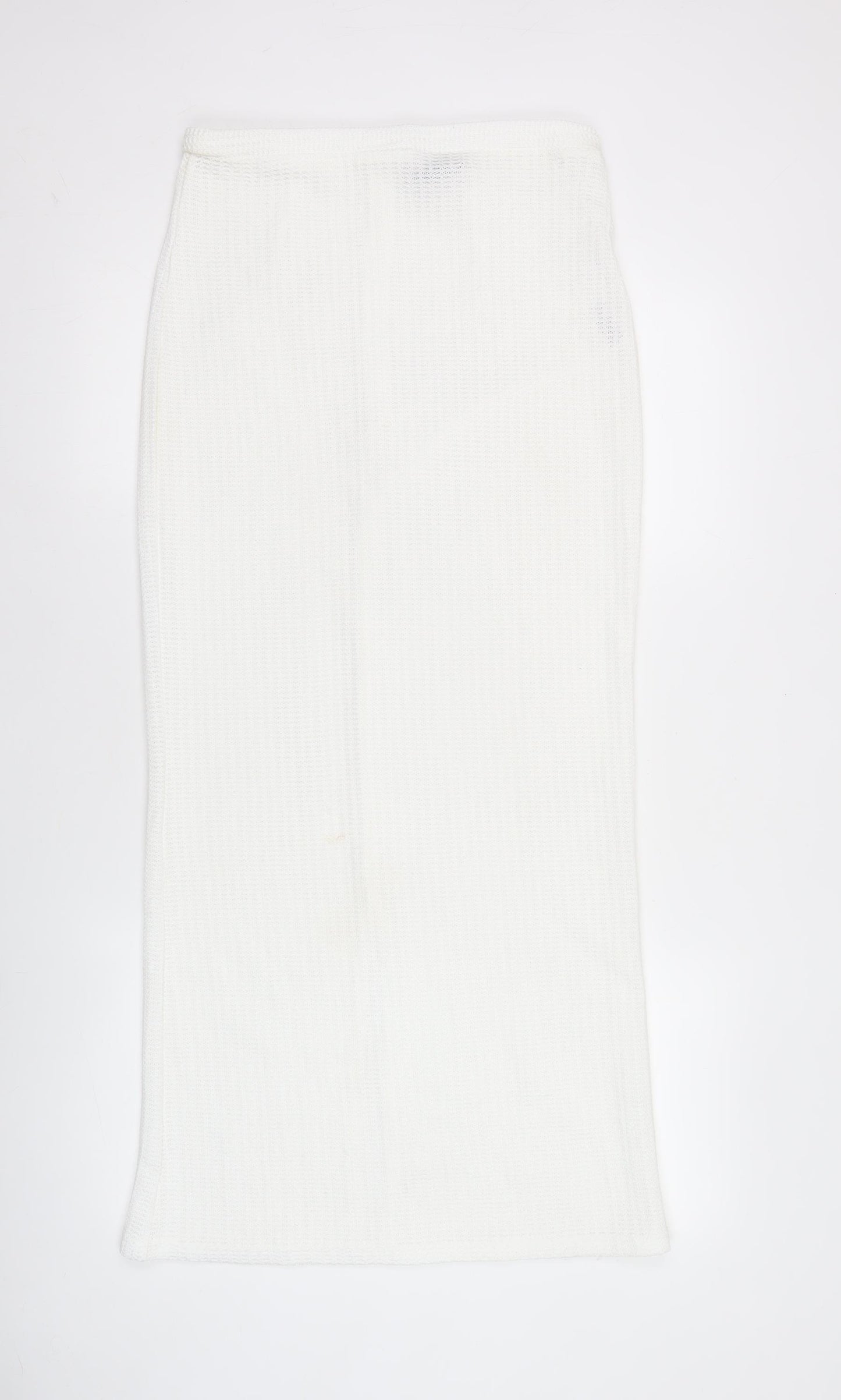 PrettyLittleThing Women's White Knit Midi Pencil Skirt Size 8