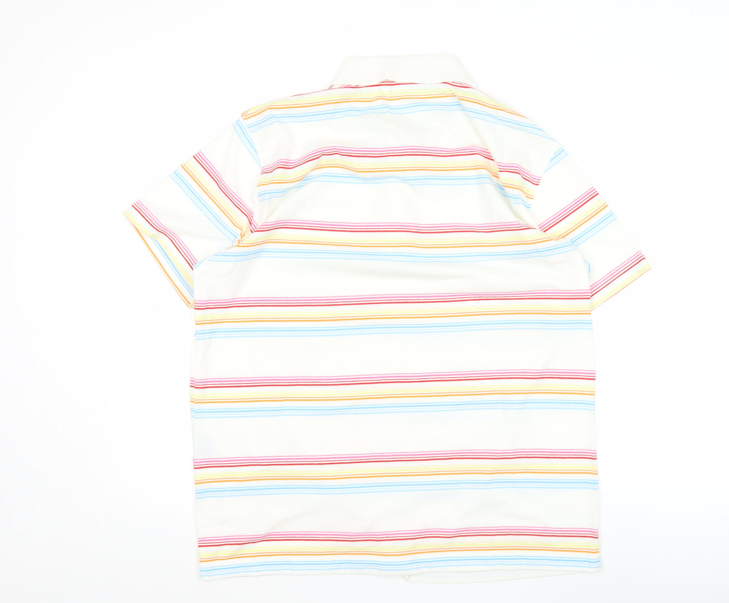 Le Coq Sportif Men's Multicoloured Striped Polo Shirt L