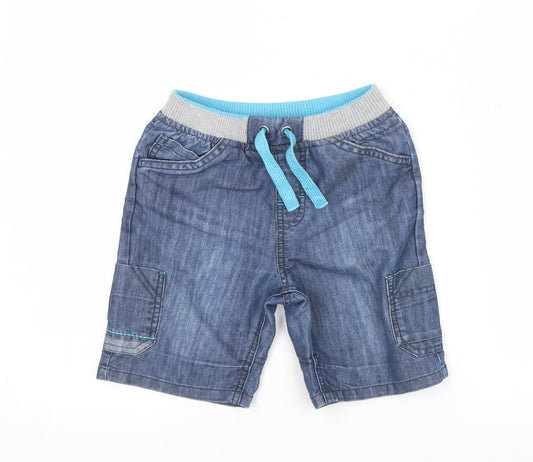 St. Bernard Boys Blue Cargo Shorts Age 7 Years Elastic Waist Drawstring