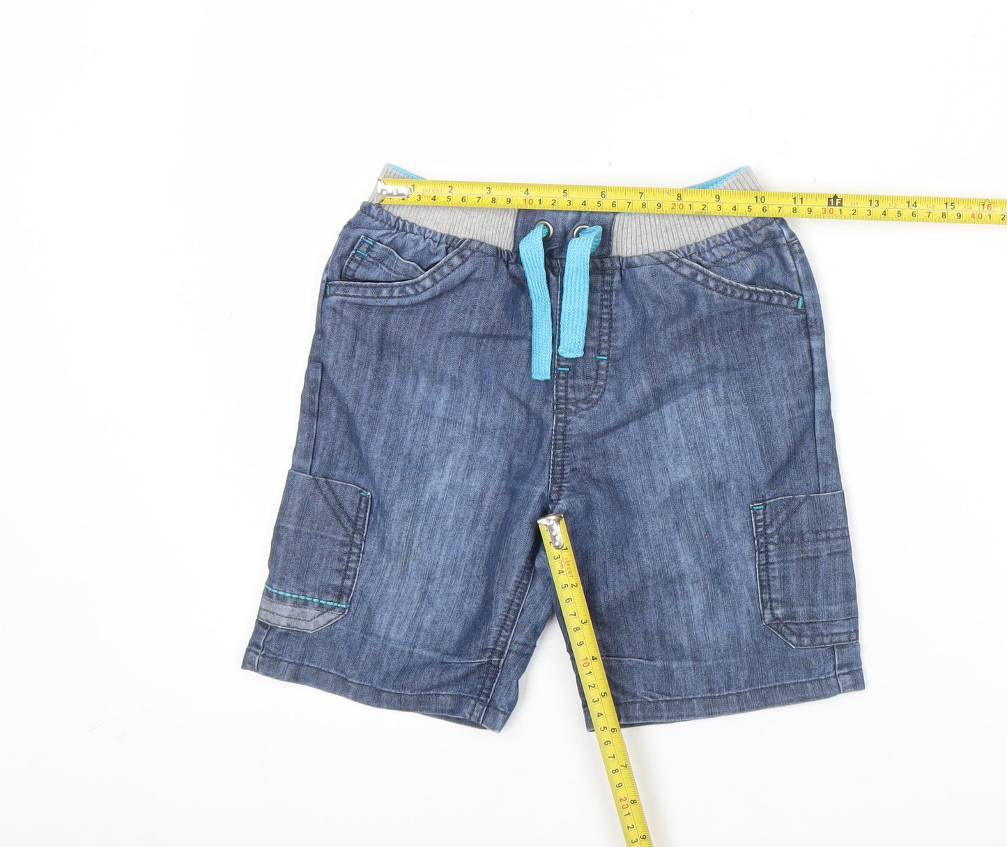 St. Bernard Boys Blue Cargo Shorts Age 7 Years Elastic Waist Drawstring