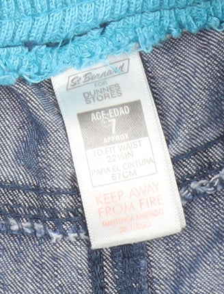 St. Bernard Boys Blue Cargo Shorts Age 7 Years Elastic Waist Drawstring