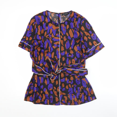 Selected Femme Women's Multicoloured Animal Print Lyocell Blouse Size 8