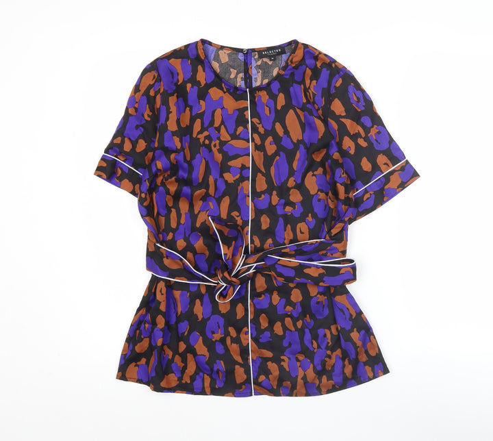 Selected Femme Women's Multicoloured Animal Print Lyocell Blouse Size 8