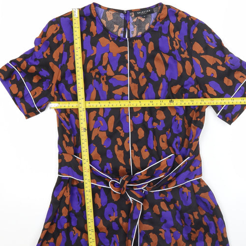 Selected Femme Women's Multicoloured Animal Print Lyocell Blouse Size 8