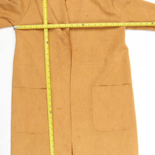 Zara Women Beige Longline Coatigan Size S Open Front Classic Style