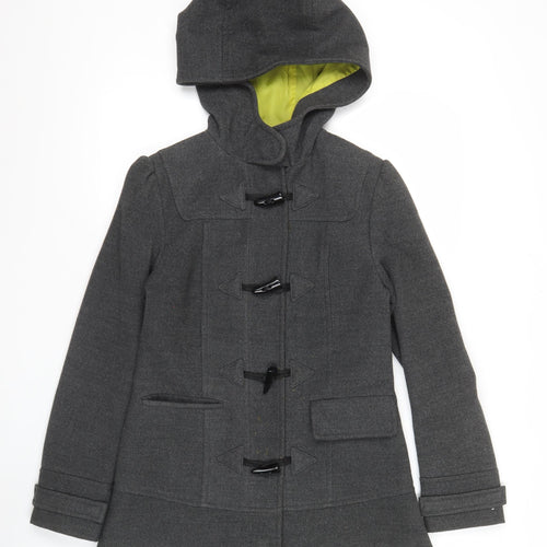 Savida Womens Grey Duffle Coat Size 8 Hooded Toggle Winter Jacket