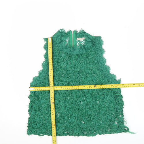 Zara Trafaluc Women's Green Lace High Neck Sleeveless Camisole Top Size M