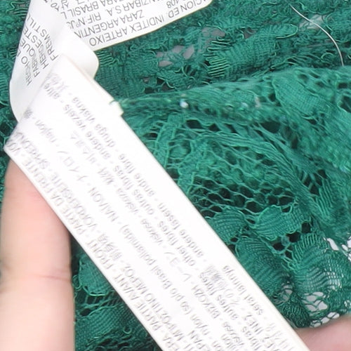Zara Trafaluc Women's Green Lace High Neck Sleeveless Camisole Top Size M