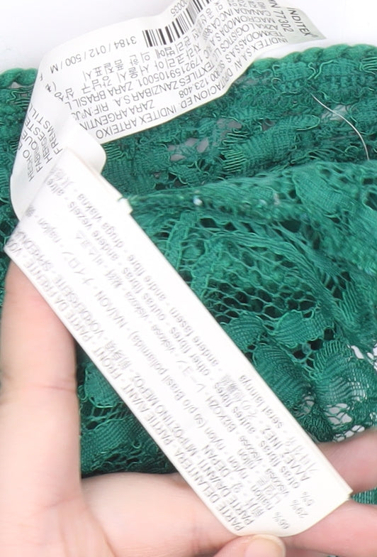 Zara Trafaluc Women's Green Lace High Neck Sleeveless Camisole Top Size M