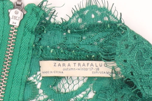 Zara Trafaluc Women's Green Lace High Neck Sleeveless Camisole Top Size M