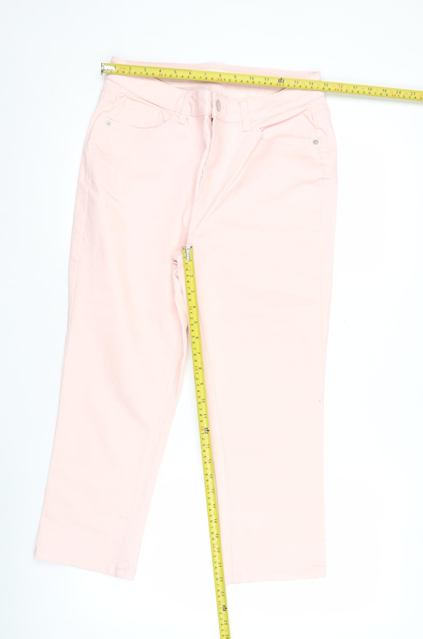 Dunnes Stores Women Pink Capri Jeans Size 12 Cotton Blend Stretch