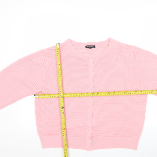 Mystify Womens Pink Knit Crew Neck Long Sleeve Cardigan XL